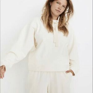 MADEWELL Cream Ribbed Funnel Neck Sweatshirt (MWL Collection)